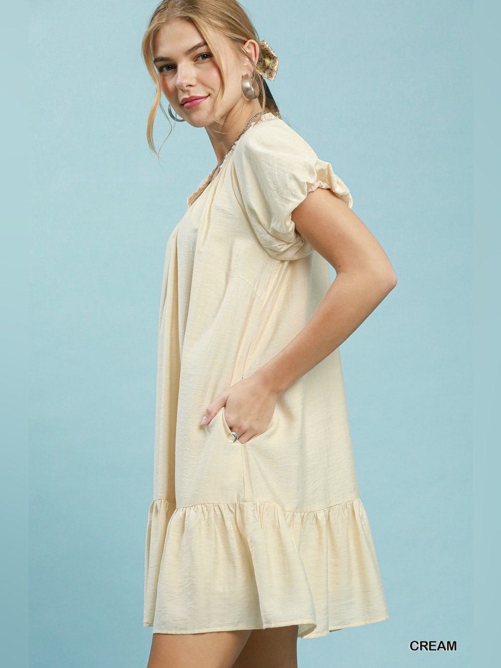 Umgee Ruffle Hem Shift Mini Dress - Picture 2 of 6